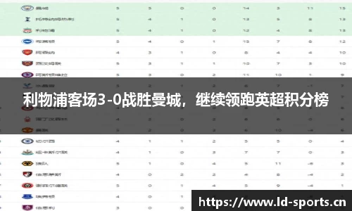 利物浦客场3-0战胜曼城，继续领跑英超积分榜